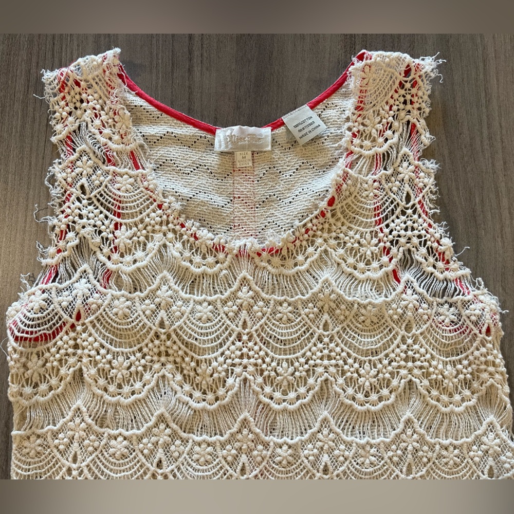 Miss Me Crocheted Tank - Sheer Front & Back - Size Medium - Picture 3 of 13